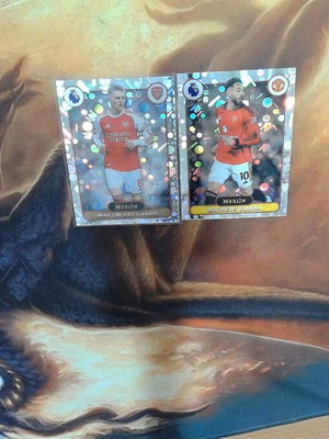 Topps Merlin Premier League Speckle Refractor Parallel Lot of 2 Cards near mint
