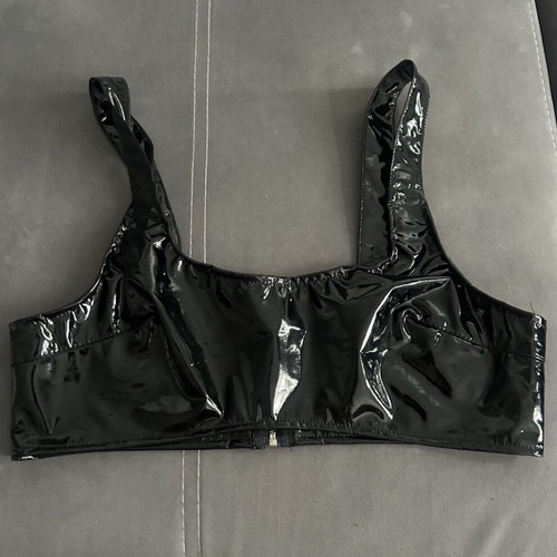 Vinyl bralette black, like new, size S