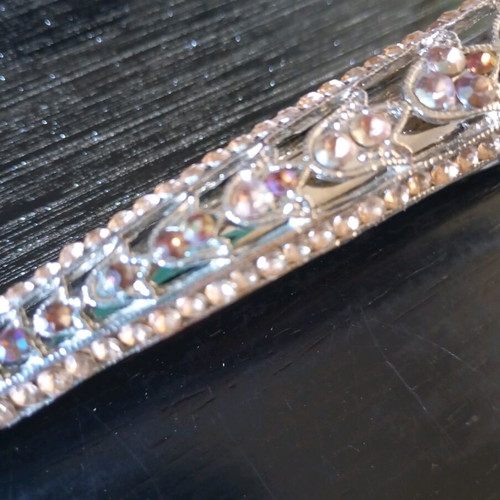 Vintage hair clip with iridescent rhinestones like new
