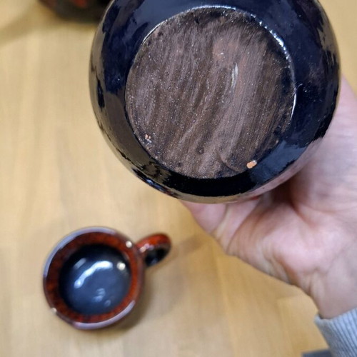Ceramic vintage tea and coffee set with lava glaze