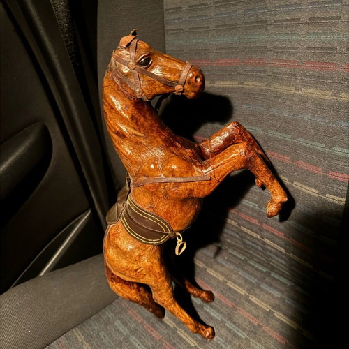 Leather horse used, vintage decoration