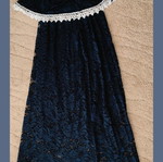 Maxi strapless navy blue dress with lace