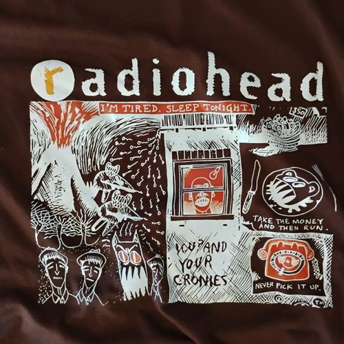 Radiohead t shirt 2XL used, brown