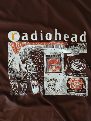 Radiohead t shirt 2XL used, brown