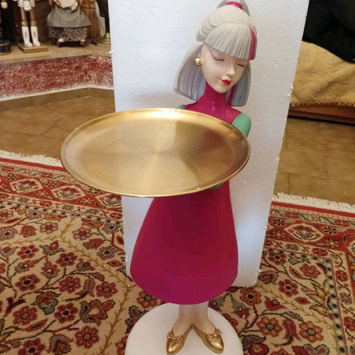 Christmas decorative red pink girl with tray new