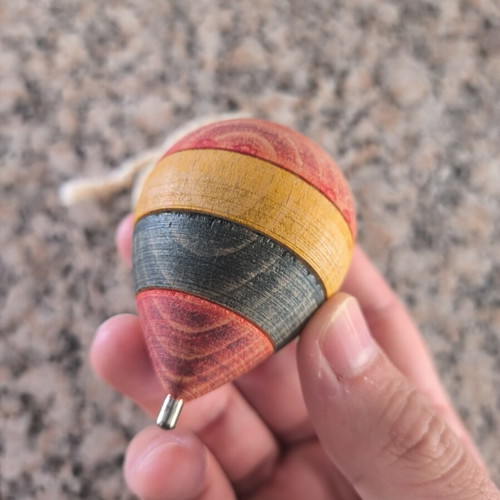 Vintage wooden spinning top, handmade