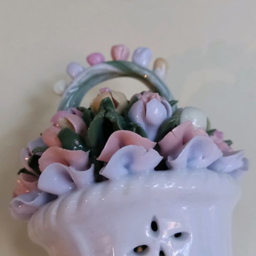 Ceramic decorative basket with flowers used