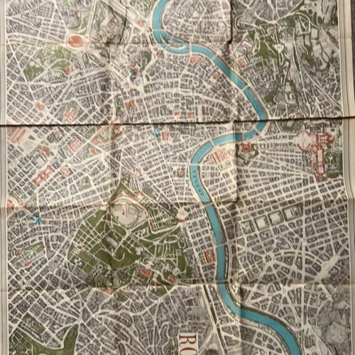 Historical Rome tourist map 1960 used, Italian language