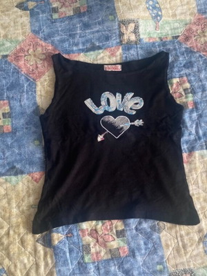 Μαύρο τοπ vintage Y2K 2000s καινούργιο, ελαστικό ύφασμα