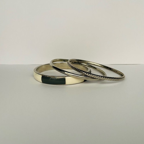 Zara set of 3 thin hard bracelets slightly used, silver and multicolor