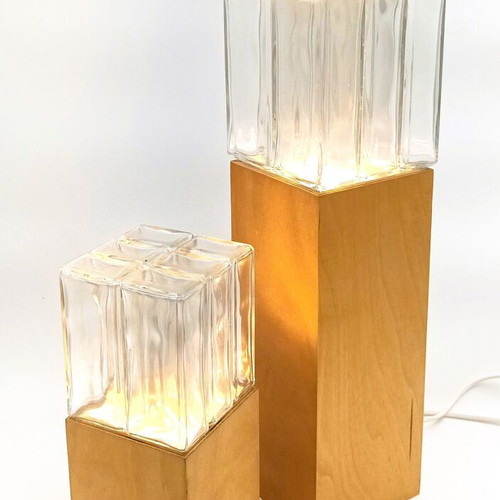 Table lamp limited edition glass and wood set