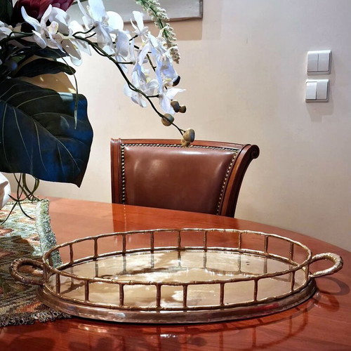 Vintage Faux Bamboo Hollywood Regency Serving Tray like new