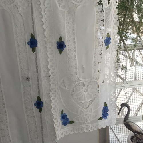 Vintage set of 2 handmade organza table runners with embroidery