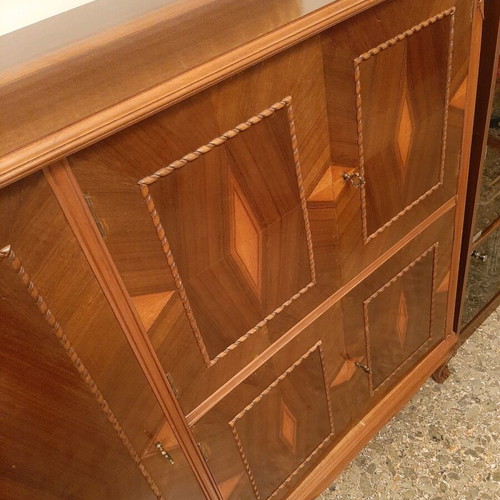 Buffet Baraki with Marquetry like new, 3 cabinets and mirror