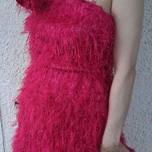 Women's dress new with one shoulder, size large, fuchsia
