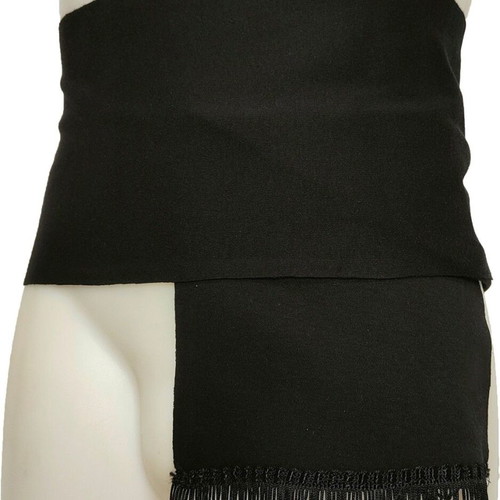 Traditional men's black belt with fringes, elastic cotton MARK229
