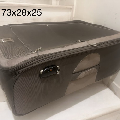 Delsey large travel suitcase like new, fabric with velour details