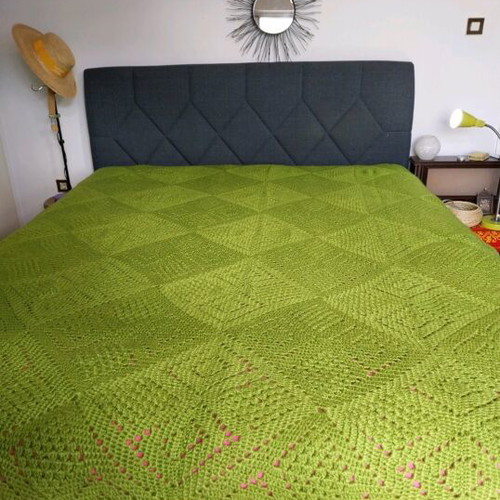 Vintage handmade blanket like new, cotton, green 2.20x2 meters
