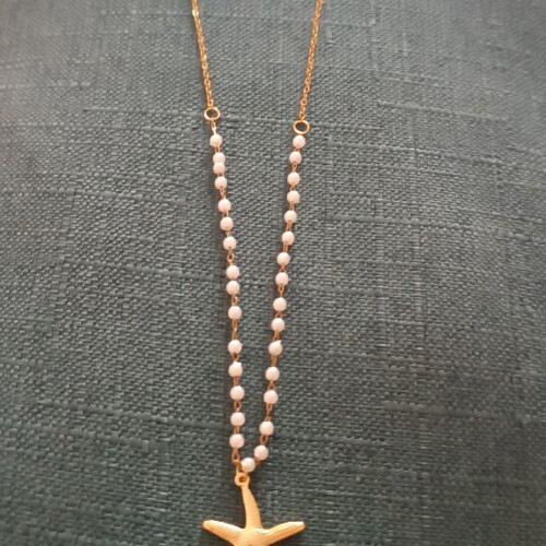 Necklace or bracelet with pearls and starfish, new