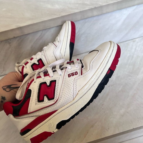 New Balance 550 used red sneakers size 41.5