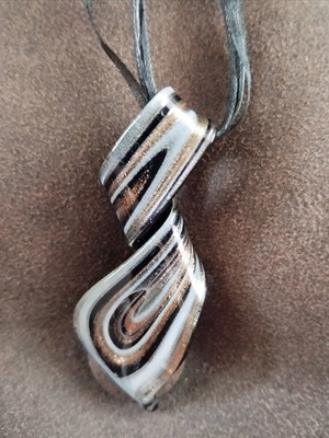 Murano pendant used with cord, black and gray