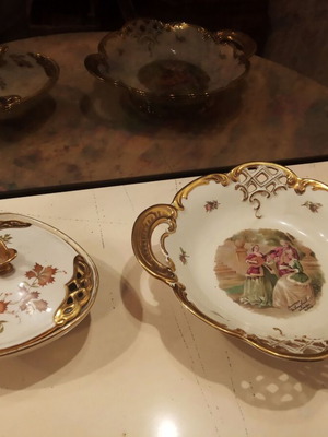 Antique 4-Piece Porcelain Set 1940s with 22K Gold from Germany like new