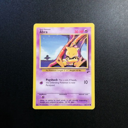 Pokémon Abra Base Set 2 card used, common, excellent condition