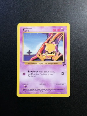 Pokémon Abra Base Set 2 card used, common, excellent condition