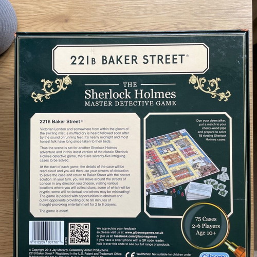 Επιτραπέζιο παιχνίδι Sherlock Holmes 221B Baker Street σαν καινούργιο