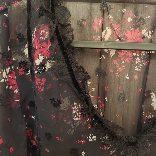 Zara semi-transparent top with ruffles on sleeve like new, black
