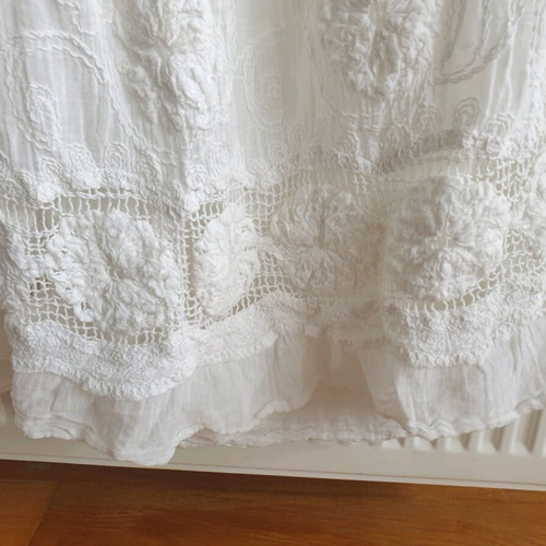 Cotton mini dress with lace white like new