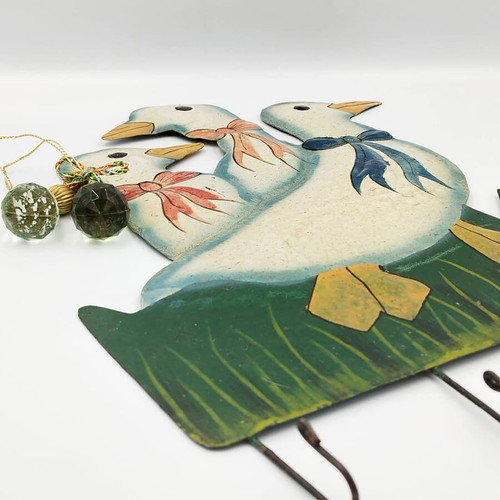 Vintage enameled hanger used, handmade