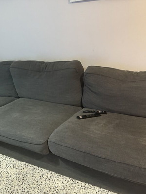 IKEA KIVIK three-seat sofa with chaise lounge used, dark gray