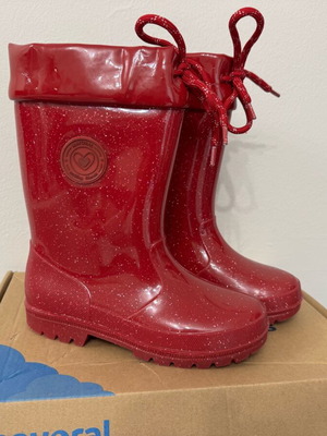 Mayoral children's red glitter rain boots like new, size 34
