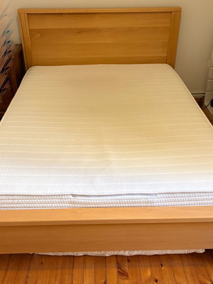 Solid beech double bed with latex mattress, Candia