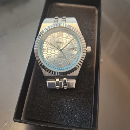 Linger Light Blue Pearl Watch New Quartz Steel Back
