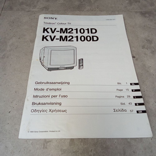 Manual instructions used for Sony KV-M2101D KV-M2100D TV 1990s