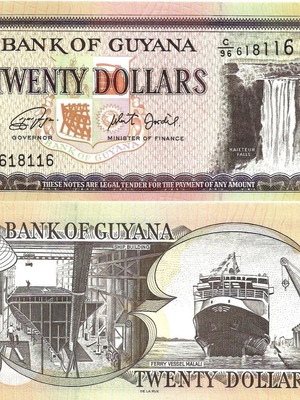 Guyana 20 Dollars 2018 banknote new