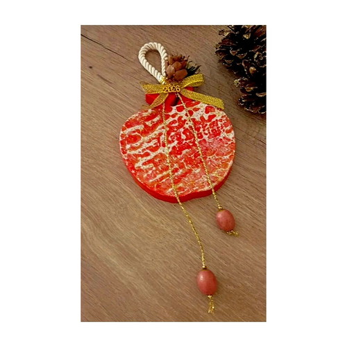 Handmade ceramic pomegranate charm 2026 new, hand-painted