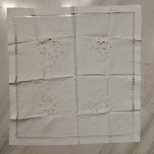 Cutwork embroidery square handmade azur 75x75, new