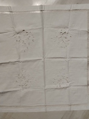 Cutwork embroidery square handmade azur 75x75, new