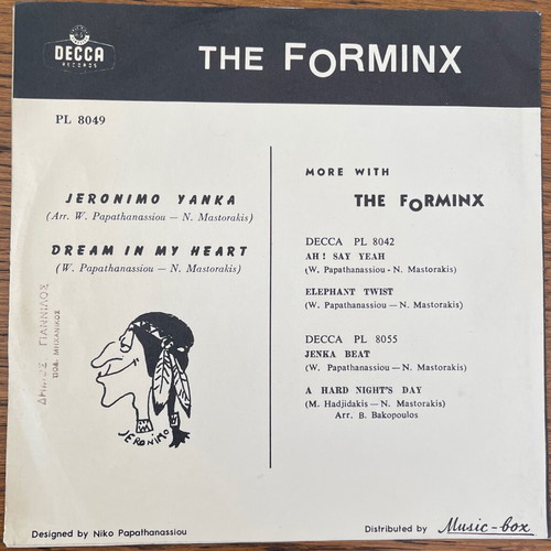 The Forminx Jeronimo Yanka / Dream In My Heart 45 used vinyl