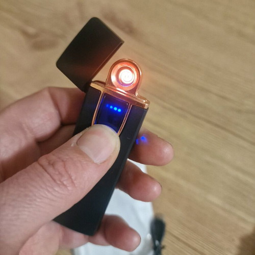 Windproof USB Lighter new, black color with touch display