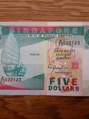 Χαρτονόμισμα Σιγκαπούρης 5 Dollars 1989-1997 σε άριστη κατάσταση