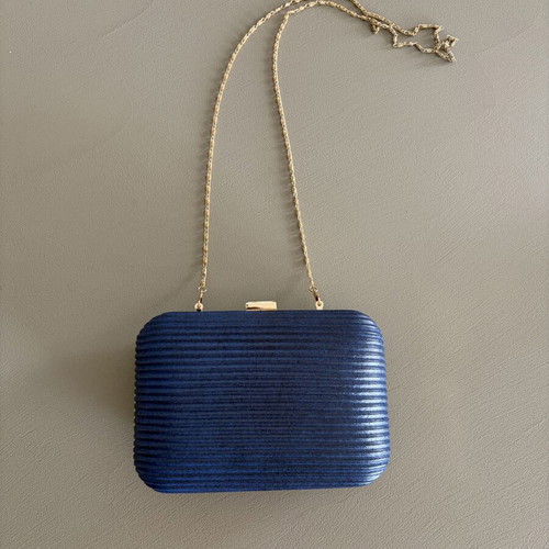Veta Blue Women's Clutch like new with gold detail