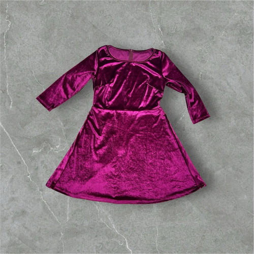 Magenta velvet dress, long sleeve, size XL, party wear