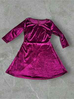 Magenta velvet dress, long sleeve, size XL, party wear