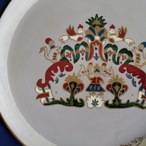 Ceramic painted plate handmade used Manos Faltaits Skyros