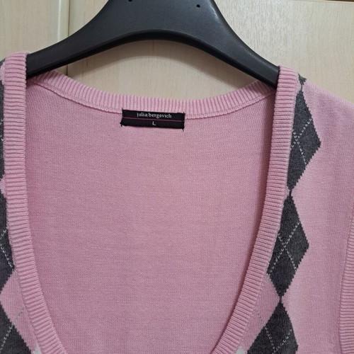 Cotton women's sweater Julia Bergovich new, pink and grey