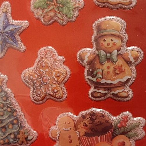 Xmas-gingerbread Retro stickers new, Merry Christmas